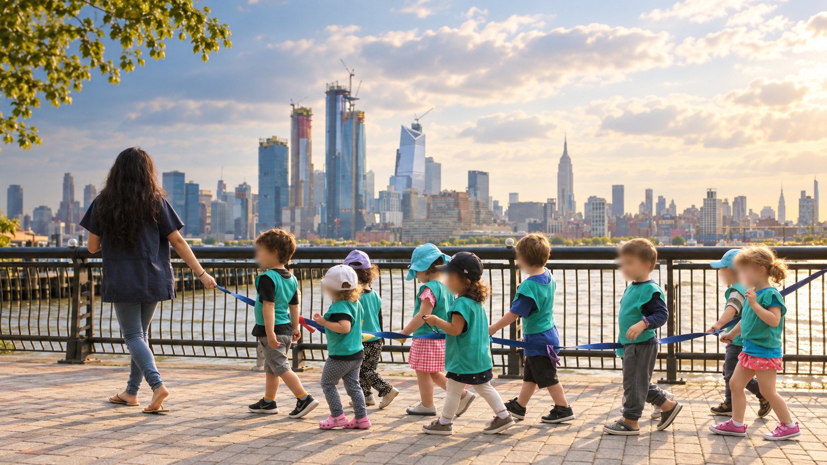Bright classroom or Hoboken waterfront photo